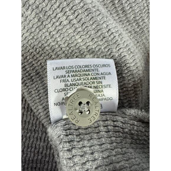 Real tree Men’s Sz L Henley Long Sleeve Gray Waffle Knit Outdoors Thermal Shirt - Picture 7 of 10